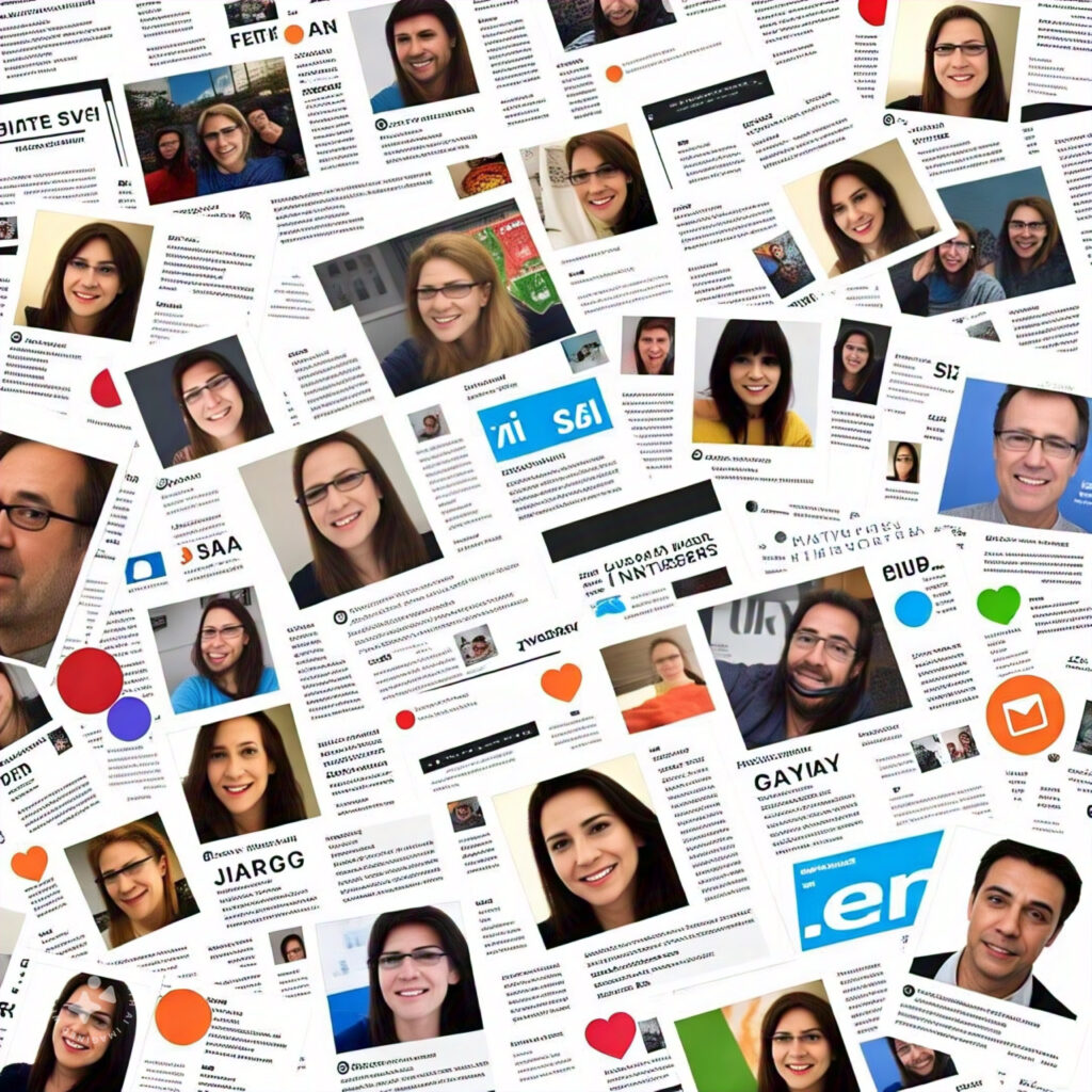 Un collage dinámico con publicaciones de redes sociales mostrando imágenes auténticas de usuarios, como selfies, platos de comida y reseñas escritas, marcadas en dispositivos digitales